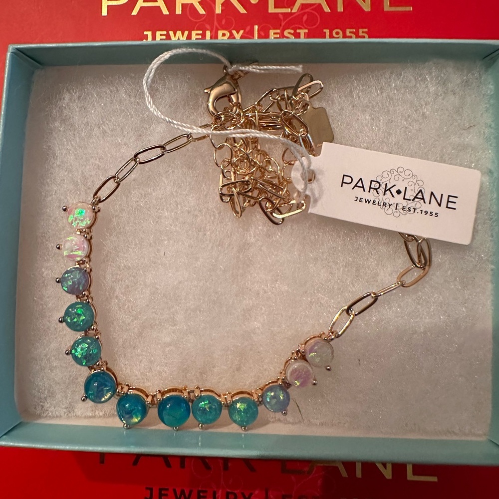 Park Lane Gold Necklace with Blue and Green Stones